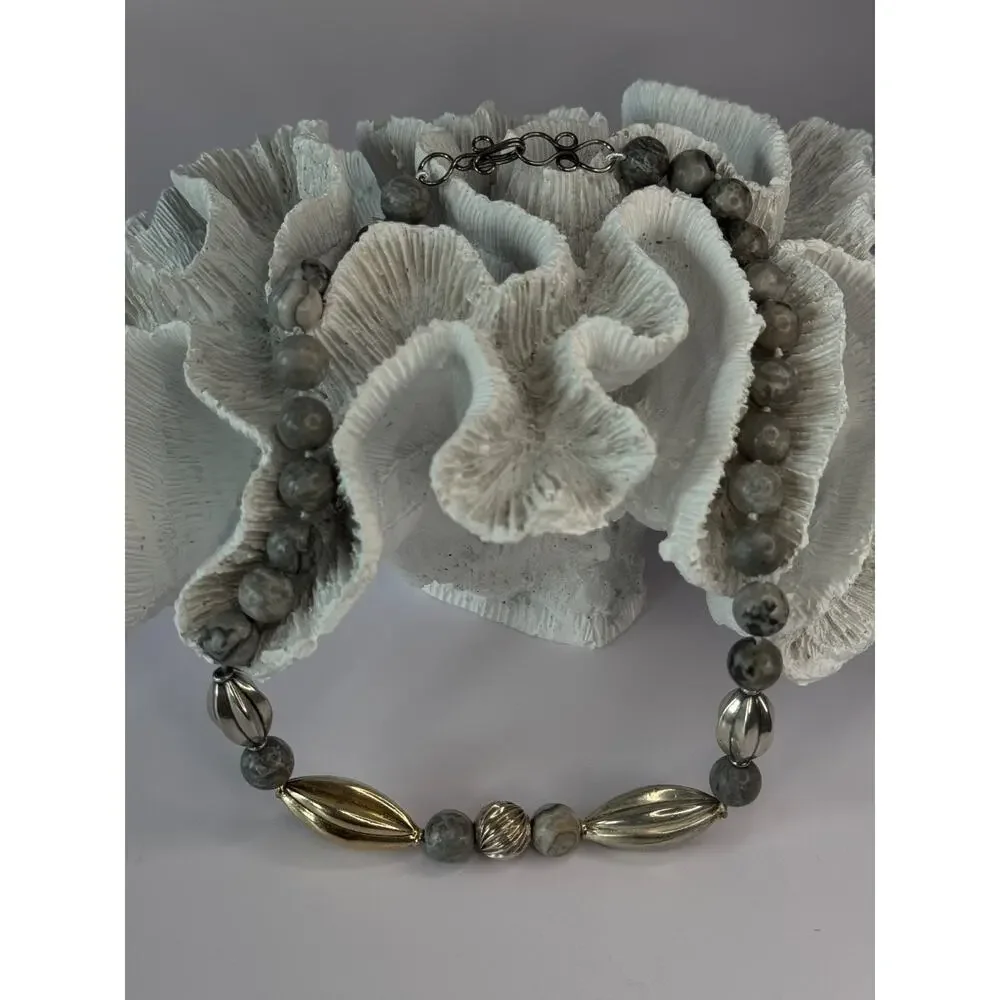 Elegant Design 925 Sterling Silver Jasper Necklace Length 18.5